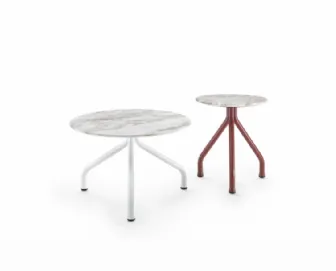Tavolino rotondo in marmo con base in alluminio Academy di Flexform