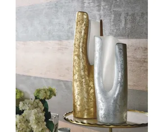 Vaso Ceramica esterno foglia oro o argento, interno bianco opaco e viceversa Calla di Adriani e Rossi