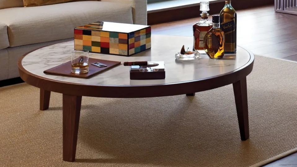 Tavolino moderno in legno e marmo Dida di Flexform