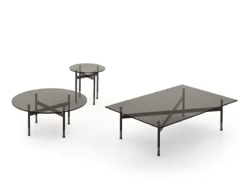 Tavolini con piano in vetro e base in metallo Dialogo di Ditre Italia