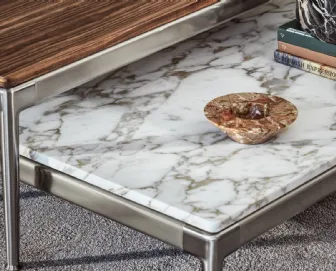 Tavolino moderno in marmo e alluminio Pico di Flexform