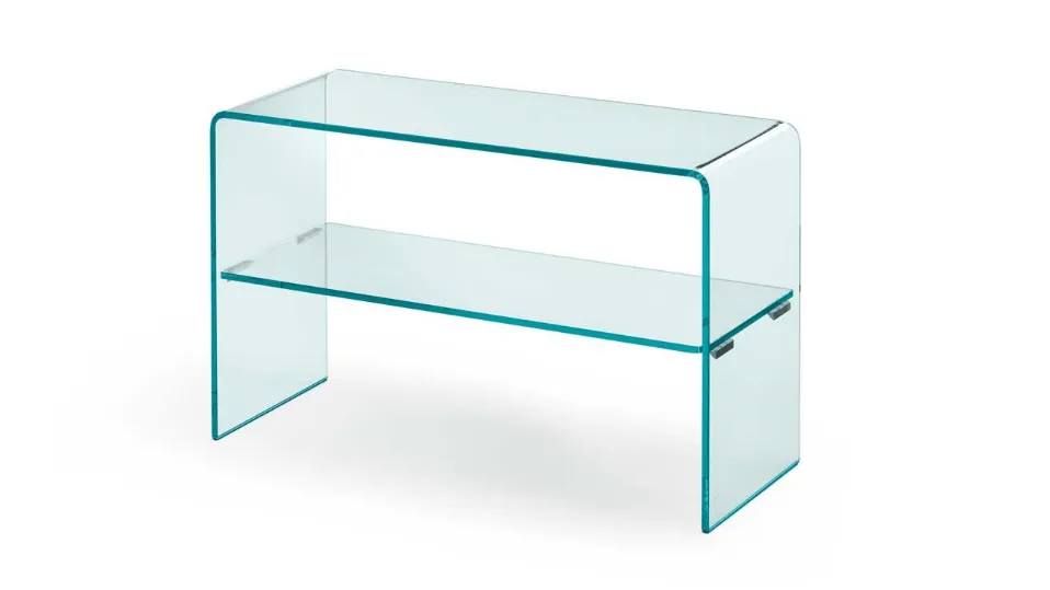 Tavolino Rialto Side in vetro curvato con ripiano di Fiam