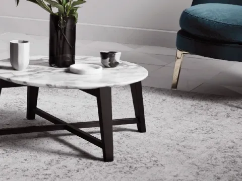 Tavolino in legno e marmo Tris di Flexform