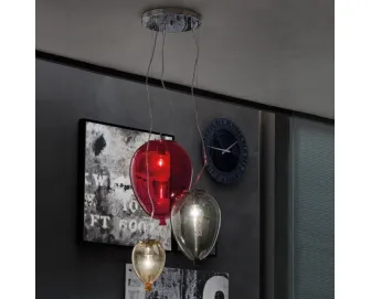 Lampada composta da 3 lampade in vetro veneziano Balloon up di Adriani e Rossi