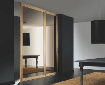 Porta per interni a specchio con telaio ondulato laccato oro Decò scorrevole di RES Italia