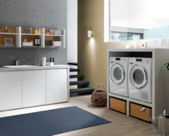Mobile da lavanderia Laundry System C03 in laminato Rovere dogato Bianco e melaminico Rovere e di Baxar