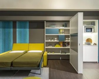 Cucina Moderna Kitchen Box Ambiente 21 minicucina trasformabile e integrabile nei programmi Living & Young System di Clei